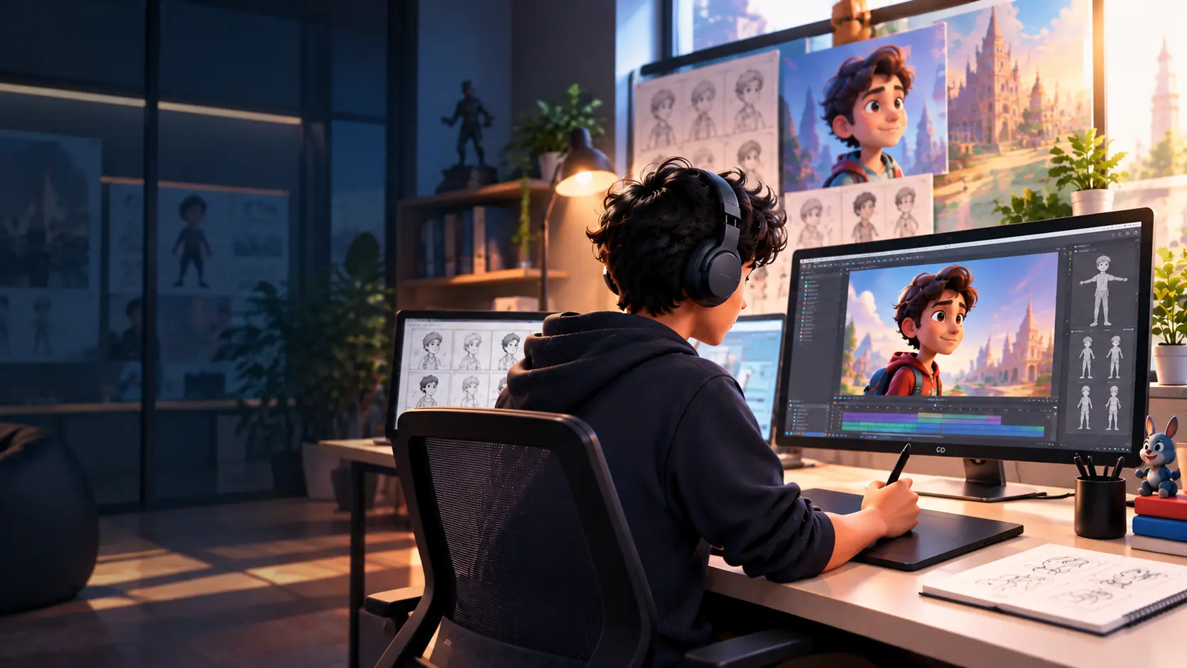 Cinematic 3D animation workspace at Arena Animation Kukatpally