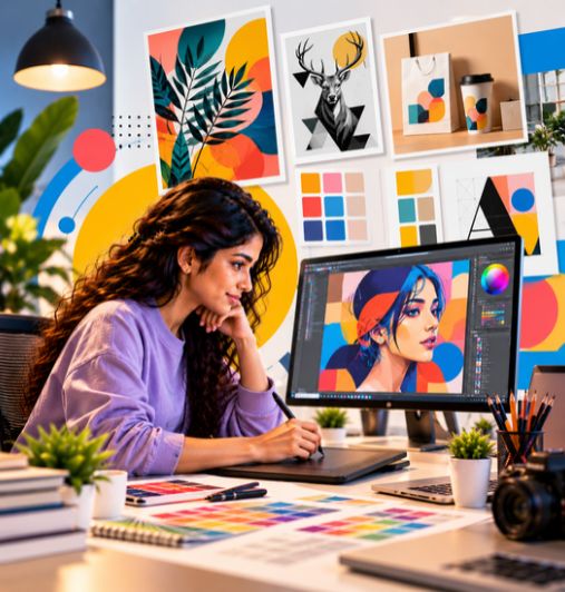 Students learning graphic design at Arena Animation Kukatpally